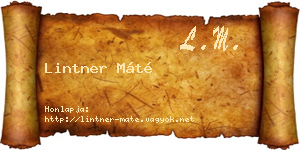 Lintner Máté névjegykártya